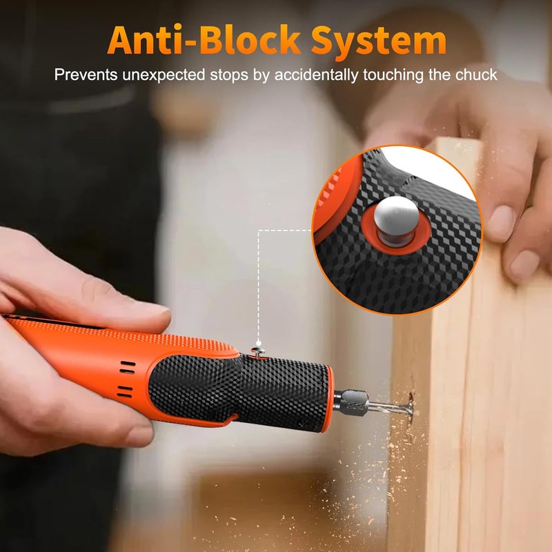 WorkBless Cordless Rotary Tool: 8V Rotary Tool Kit 103pcs Accessories - Electric Mini Power Rotary Tool for Polishing, Grinding, Cutting, Engraving, 5-Speed, Max 25000RPM, USB-C Charging - Image 5